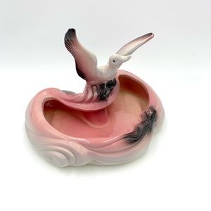 Vintage Hull USA 104 Art Pottery Goose Duck Bird ceramic Pink Black Planter